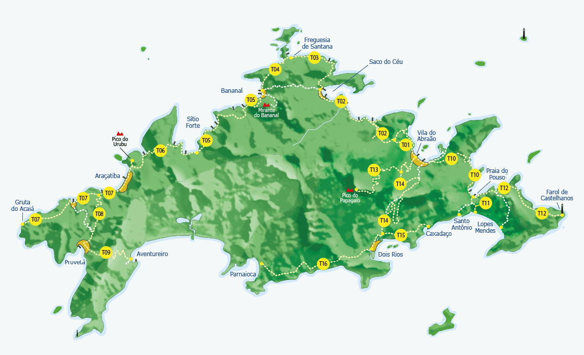 mapa trilhas ilha grande Brasil